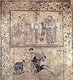 Syria: Musicians and an archer on horseback. Fresco from Qasr al-Hayr al-Gharbî, Syria, Ummayad caliph's Palace, built in the early 7th century CE